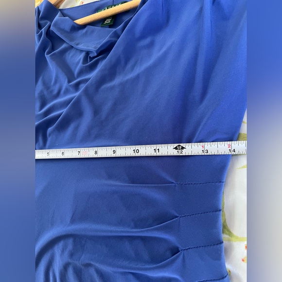 Lauren Ralph Lauren Blue Draped Women's Cocktail Party Dress Size 6 Elbow length - Picture 6 of 9